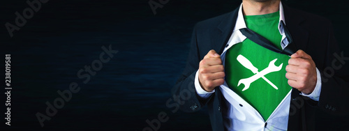 Man tearing his shirt. Technical Support Customer Service
