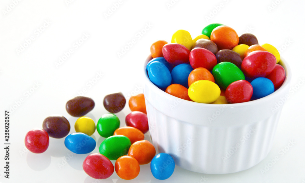 Colorful and Sweet with chocolate ball on white background. Colorful and Sweet with chocolate ball on white background.