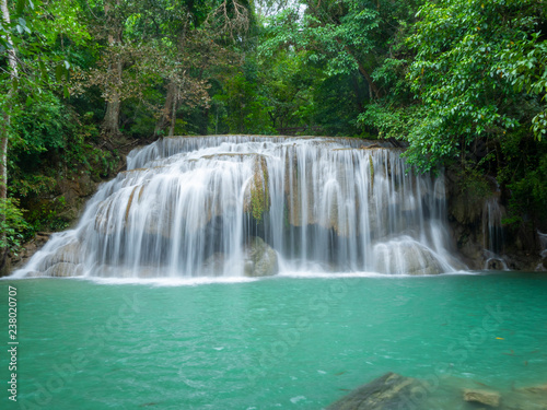 Fototapeta Naklejka Na Ścianę i Meble -  Erawan waterfall at Erawan National Park in Kanchanaburi, Thailand.