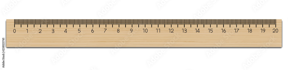 Fotografie Realistic School wooden measuring ruler 20 centimeter.