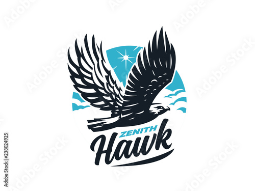 Eagle or hawk with outstretched wings. 