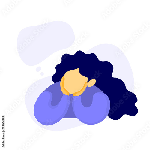 Young girl  with the speech bubble  flat style illustration