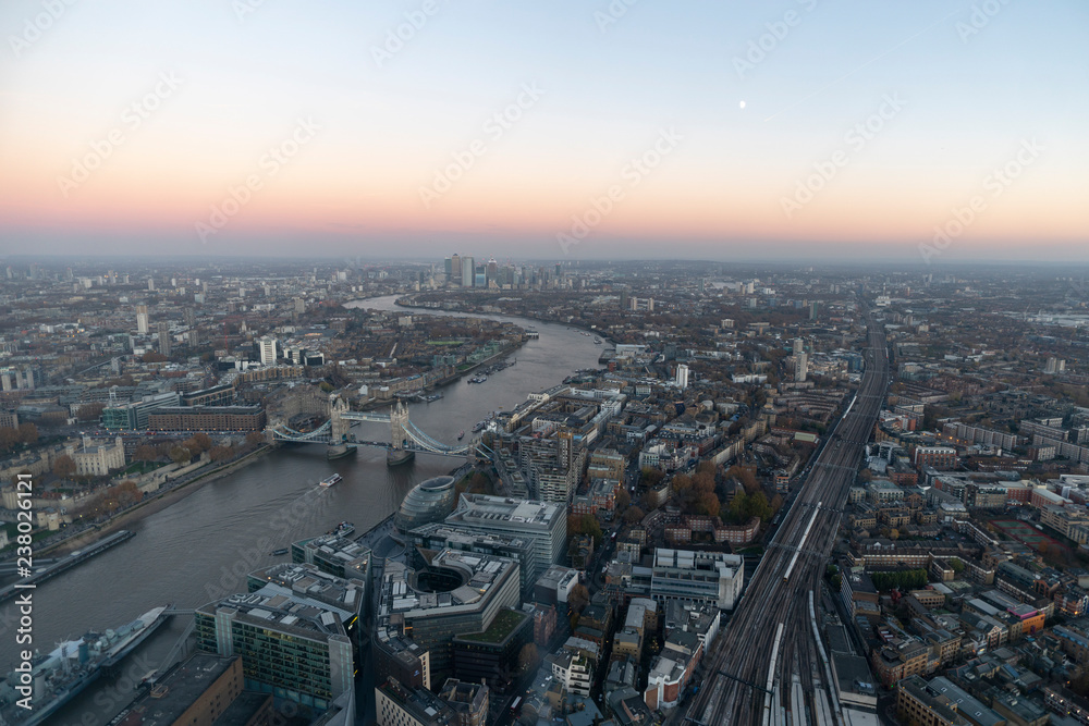 London Panorama View, River Thames and Tower Bridge