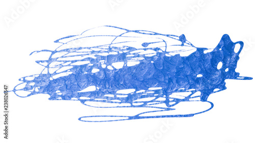 Blue stain on white background isolated. hand drawing. photo