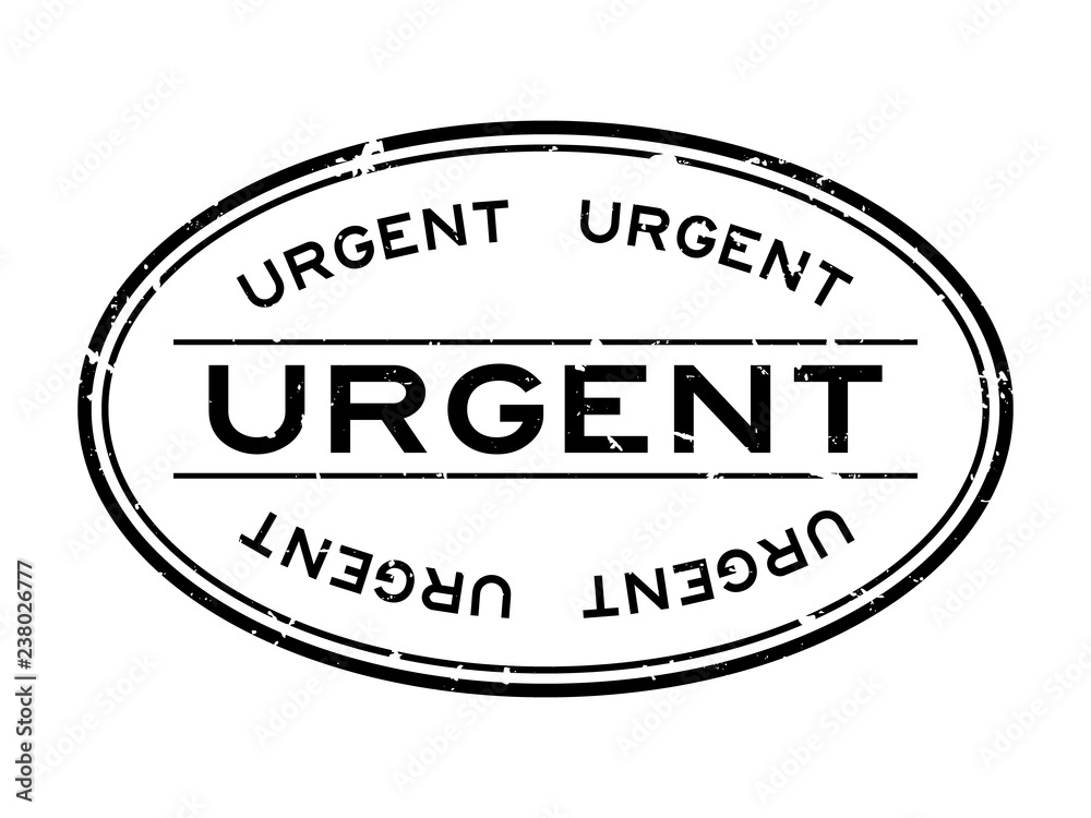 Grunge black urgent word oval rubber seal stamp on white background