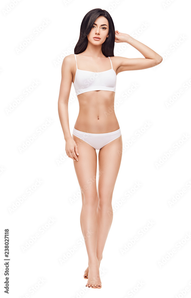 beautiful female legs with white panties on white background beautiful female legs with white panties on white background