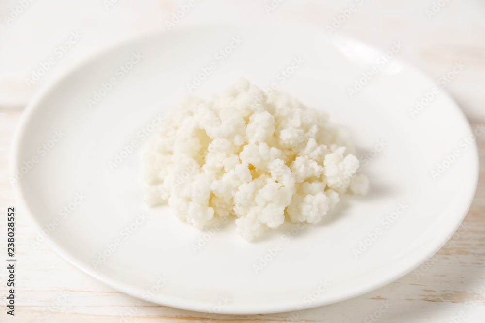 Tibetan kefir milk mushroom on white background. 