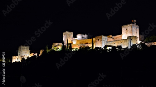 Canvas-taulu La Alhambra de Granada, nocturna