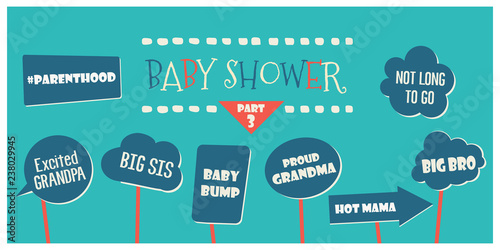 Baby shower photo booth props vector elements