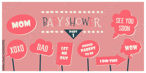 Baby shower photo booth props vector elements