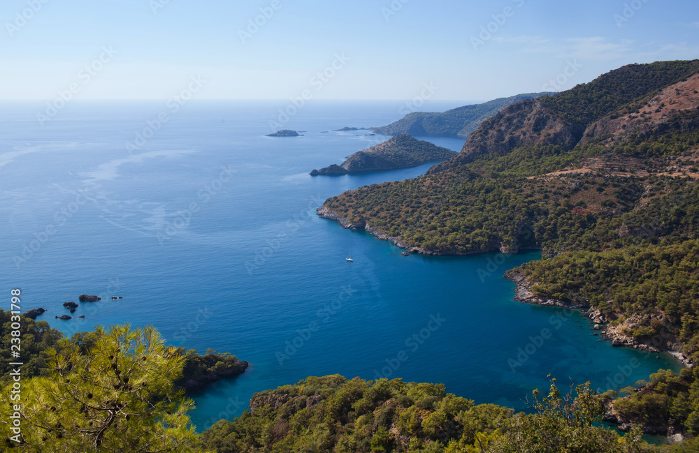 Fototapeta premium Beautiful lagoon on Lycian way in Olu Deniz, Turkey