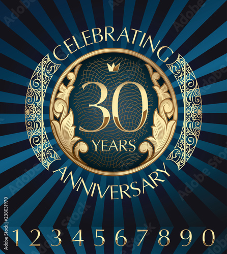 30 years anniversary decorative golden emblem