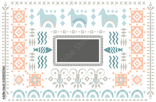 Vector poster decorated with scandinavian ornaments with place for text.
