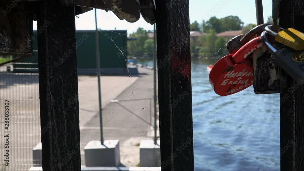 iron locks, bonded the bride and groom on the bridge.