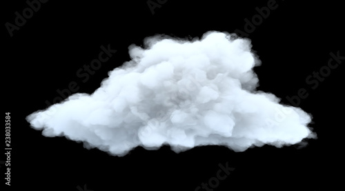 3d rendering of a white bulky cumulus cloud on a black background. photo