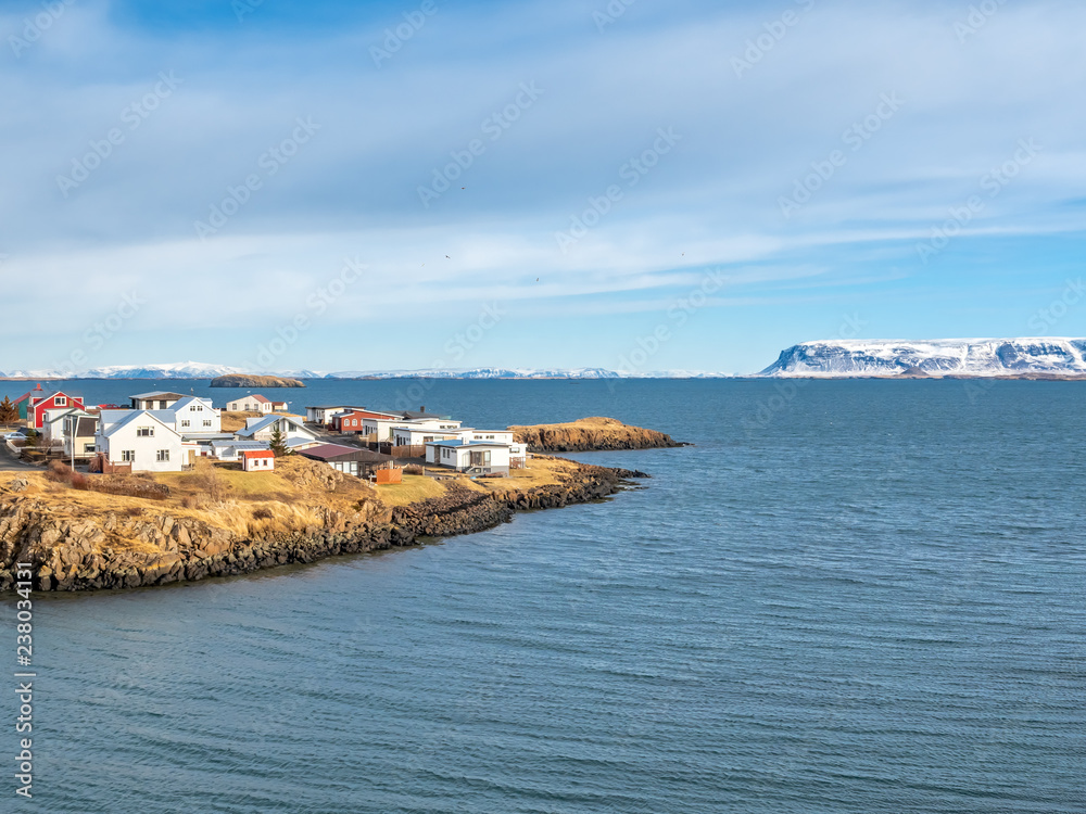 Seascape view at Stykkisholmur church hill, Iceland