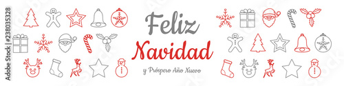 Feliz Navidad - translated from spanish as Merry Christmas. Vector