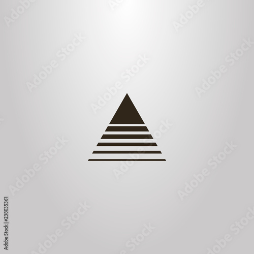 black and white simple vector abstract outline sign of a triangle crossed by lines of different widths