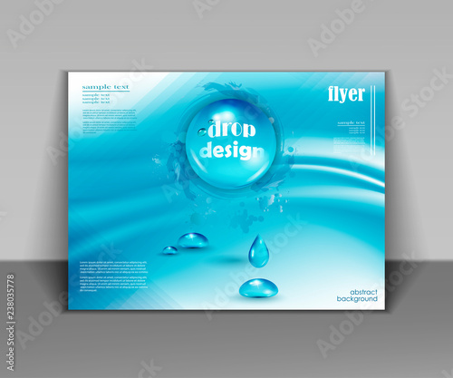 modern flyer with pure water droplet