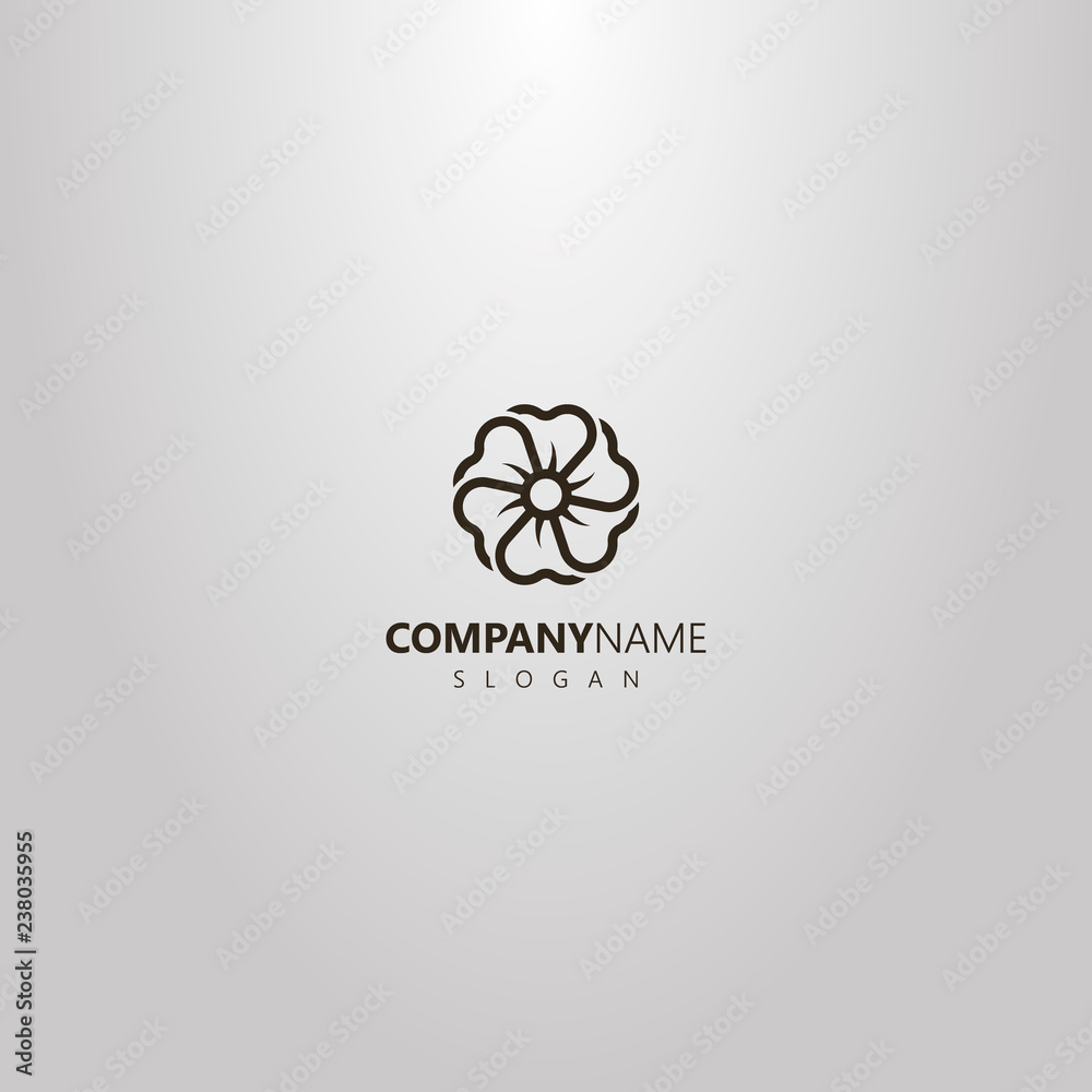 black and white simple vector line art outline logo of a flower with six petals lying one on another black and white simple vector line art outline logo of a flower with six petals lying one on another