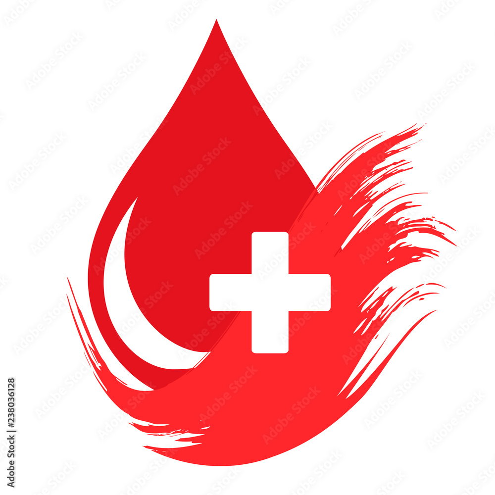 Donor concept. Flat blood drop isolated
