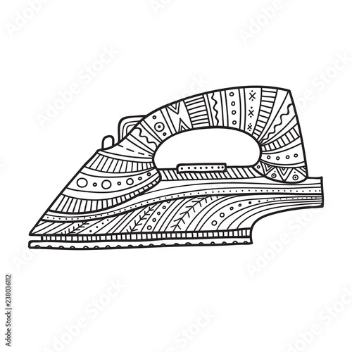 Vector illustration of iron in boho style.