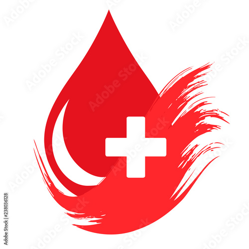 Donor concept. Flat blood drop isolated