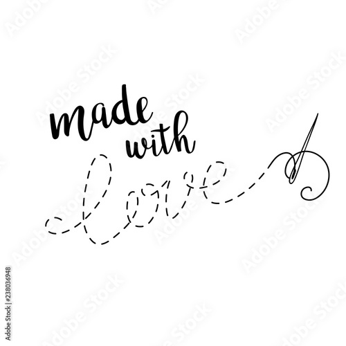 Vector card with lettering, sewing theme.