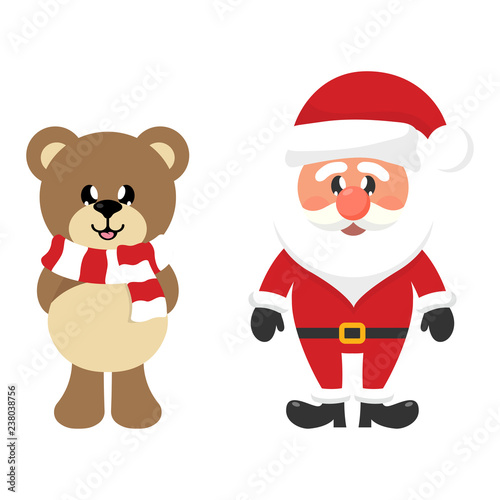 winter christmas cartoon bear with scarf and santa claus © julia_january