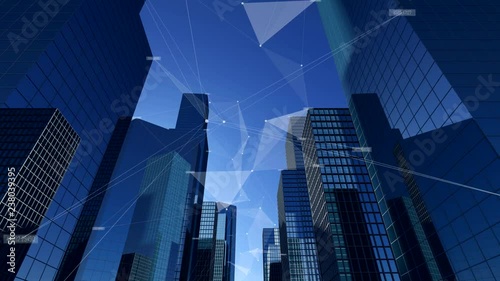 Digital Data Connection City And Sky