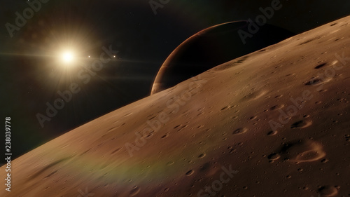 Planet in the space. Colorful art. Solar system. Gradient color. Space wallpaper. Elements of this image furnished by NASA