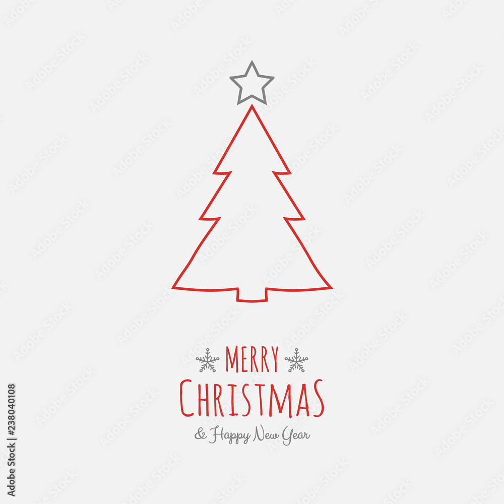 Concept of Christmas card with hand drawn tree. Vector. Concept of Christmas card with hand drawn tree. Vector.