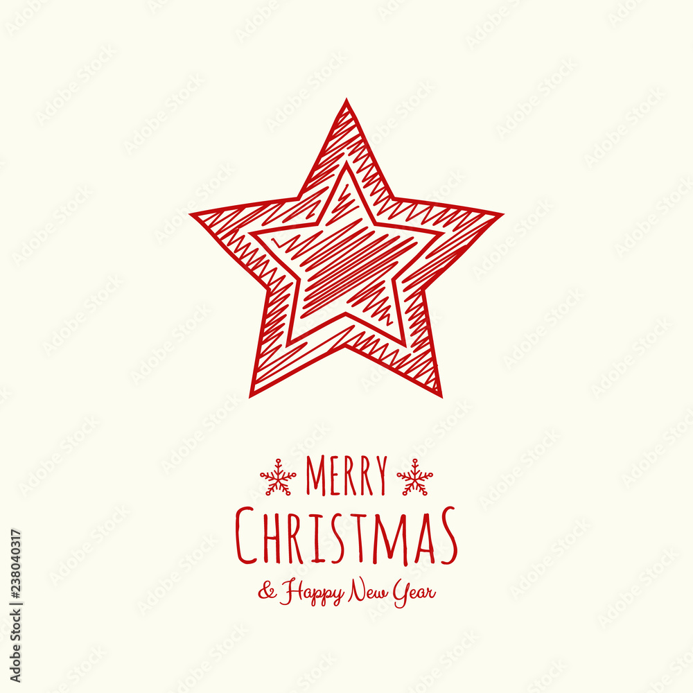 Obraz premium Design of Christmas star with wishes and ornaments. Vector.