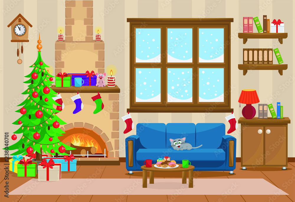 Christmas Living Room Clipart | Baci Living Room