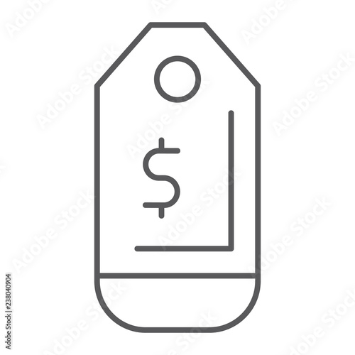 Fototapeta Naklejka Na Ścianę i Meble -  Price tag thin line icon, sale and store, card sign, vector graphics, a linear pattern on a white background.