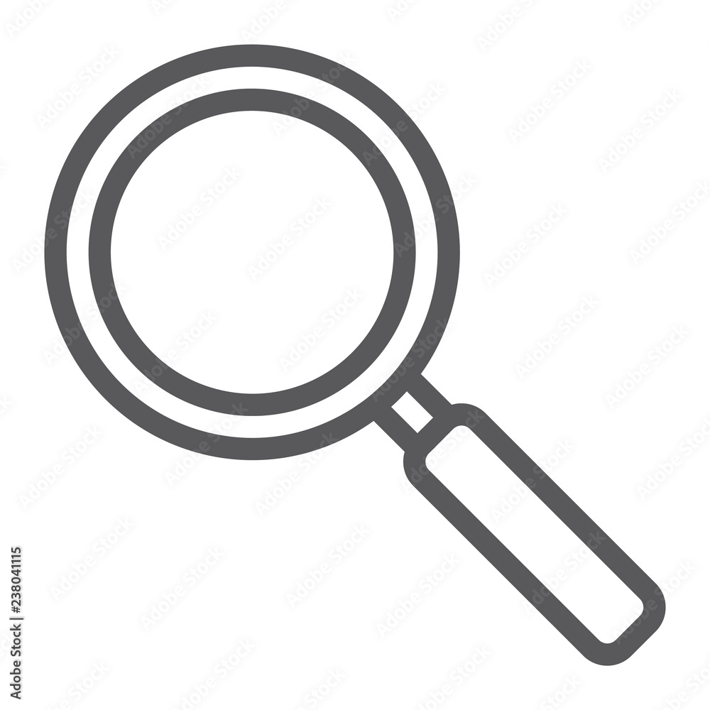 Search line icon, enlarge and exploration, magnifying glass sign, vector graphics, a linear pattern on a white background. Search line icon, enlarge and exploration, magnifying glass sign, vector graphics, a linear pattern on a white background.
