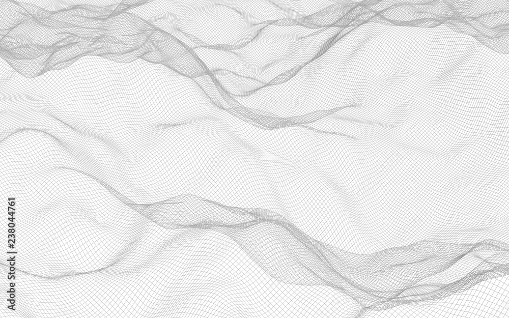 Abstract landscape on a white background. Cyberspace grid. Hi-tech network. 3d technology illustration Abstract landscape on a white background. Cyberspace grid. Hi-tech network. 3d technology illustration