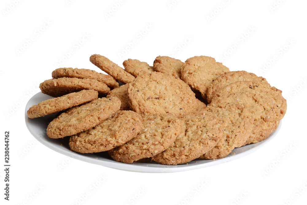 isolated plate of oatmeal cookies isolated plate of oatmeal cookies