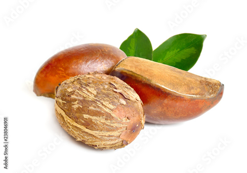 Canvas Print Shea butter nuts or karite fruit. Isolated on white background