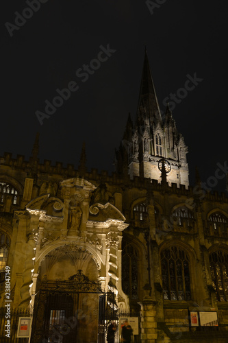 Light up charch in the night-Oxford, UK photo