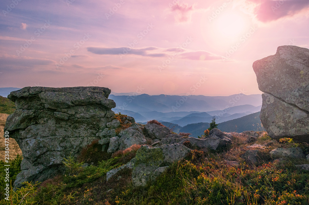 Amazing sunset high in the mountains.