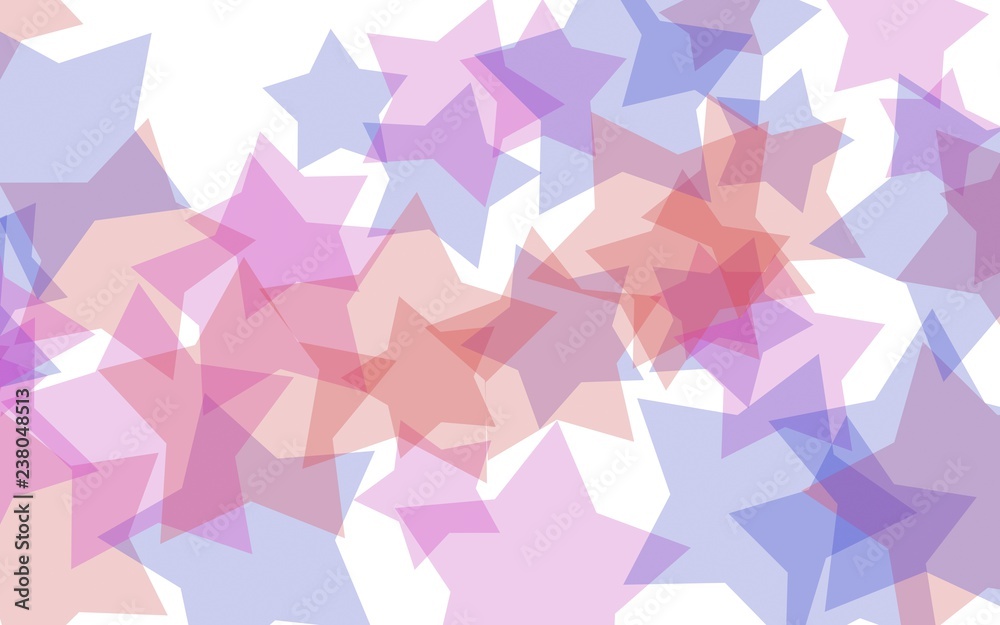 Multicolored translucent stars on a white background. Pink tones. 3D illustration Multicolored translucent stars on a white background. Pink tones. 3D illustration