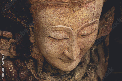 Buddha statue wooden old from B.Tawai, Chiang Mai, Thailand photo