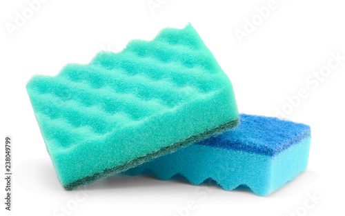 Sponges for dishes isolated on white