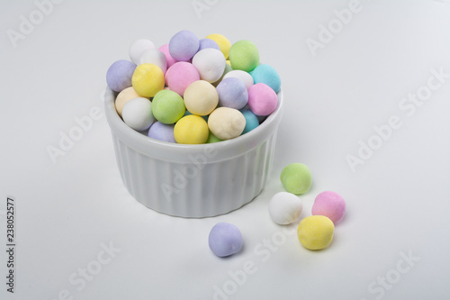 Bowl of chickpea candies