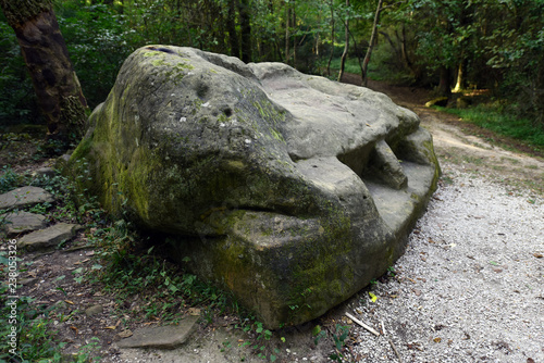 Great Royal stone throne. Circassian stone in Kudepsta. It is believed that deepening did 500 years ago. Other scientists claim that the stone is 3000 years old. photo
