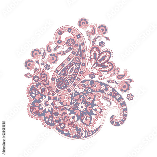 Paisley vector pattern. Fantastic flower, leaves