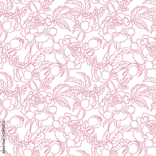 peony seamless pattern. Floral vintage background