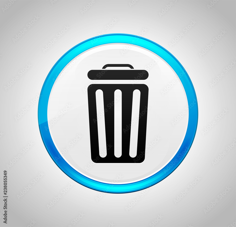 Bin icon round blue push button Bin icon round blue push button