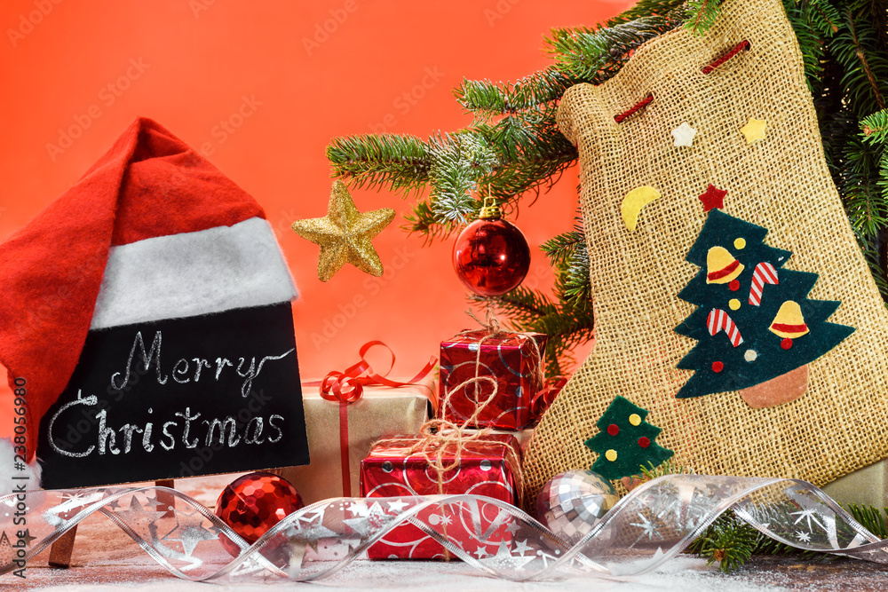 Blackboard with text ''Merry Christmas''